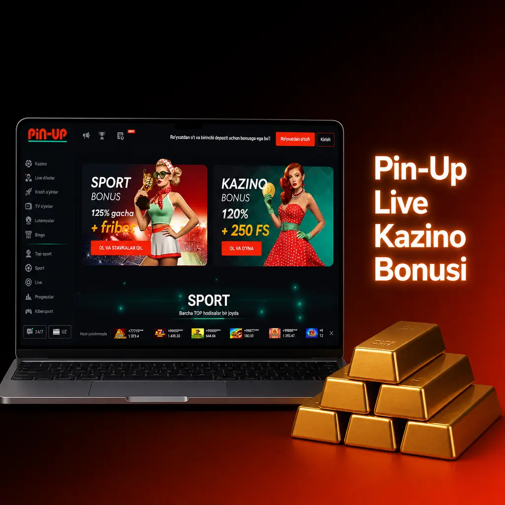 Pin-Up Live kazino bonusi: birinchi depozitga 120% va 250 FS, yangi o'yinchilar uchun maxsus taklif.